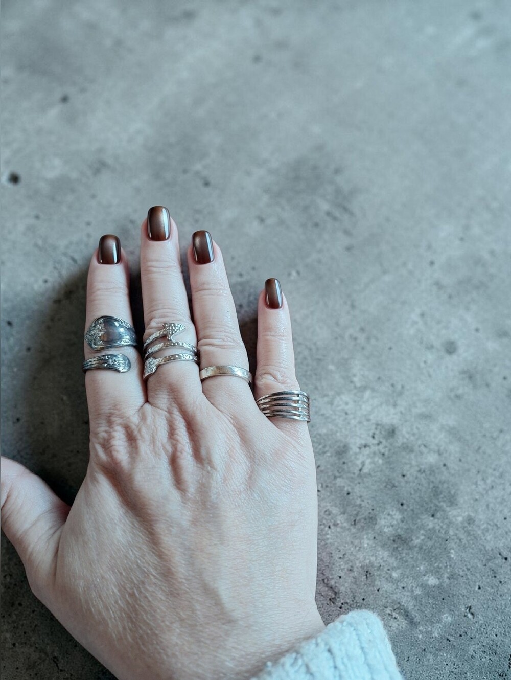 6pc Silver Tone Fashion Mixed Ring Set - Picture 3 of 9